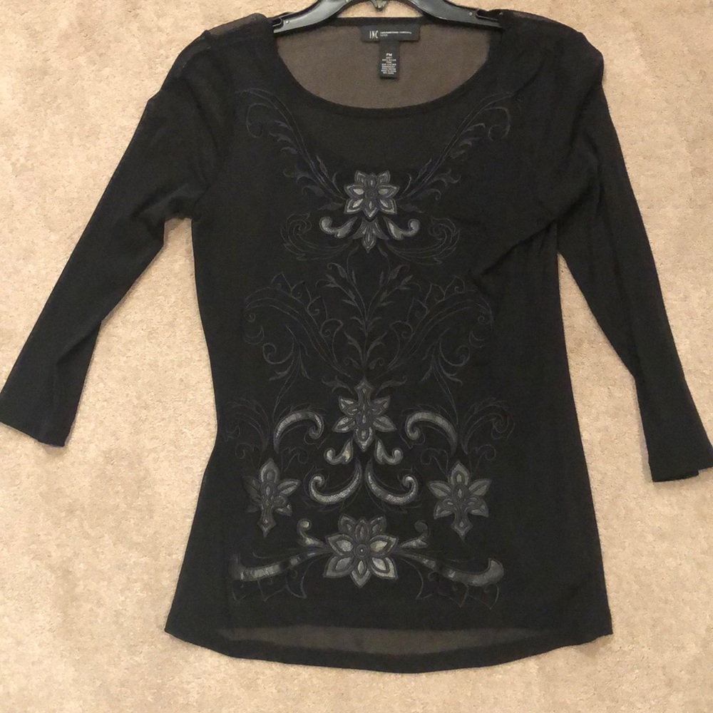 INC Black sheer top with cami top underneath
